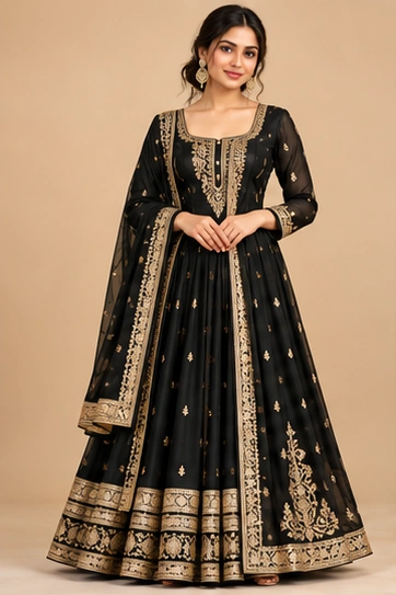 Embroidered Anarkali Set, front view