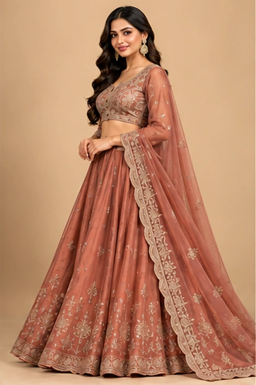 Bronze Lehenga Set, alternate angle