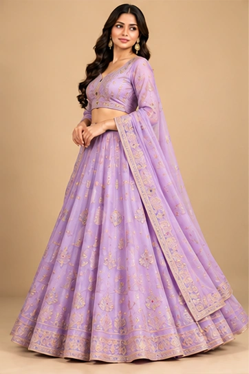 Lilac Lehenga Set, alternate angle